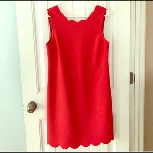 Scalloped Coral Shift Dress